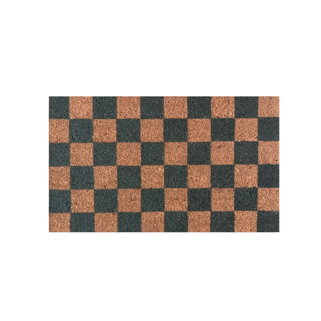 Checkerboard Door Mat Green