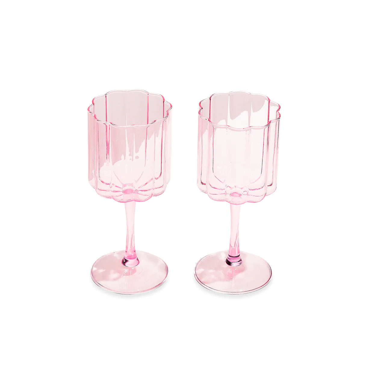 Wave Wine Glass Set Pink